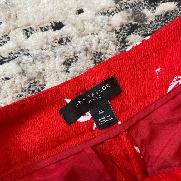 Anne Taylor Linen Pants Red Leaf Womens 00P - Picture 2 of 9
